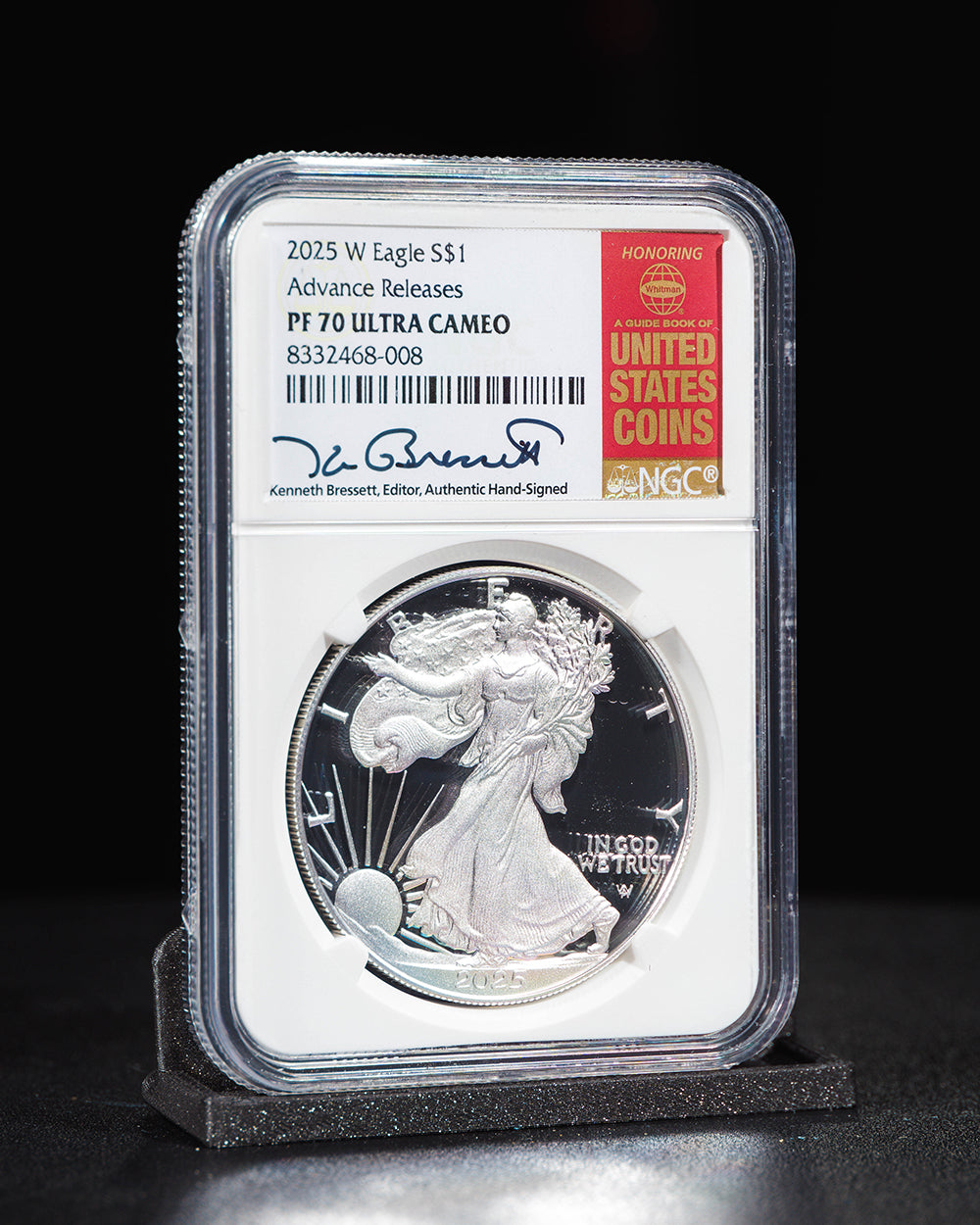 2025 W $1 Silver Eagle | Advanced Releases NGC PR70 Ultra Cameo | Kenneth Bressett Autographed