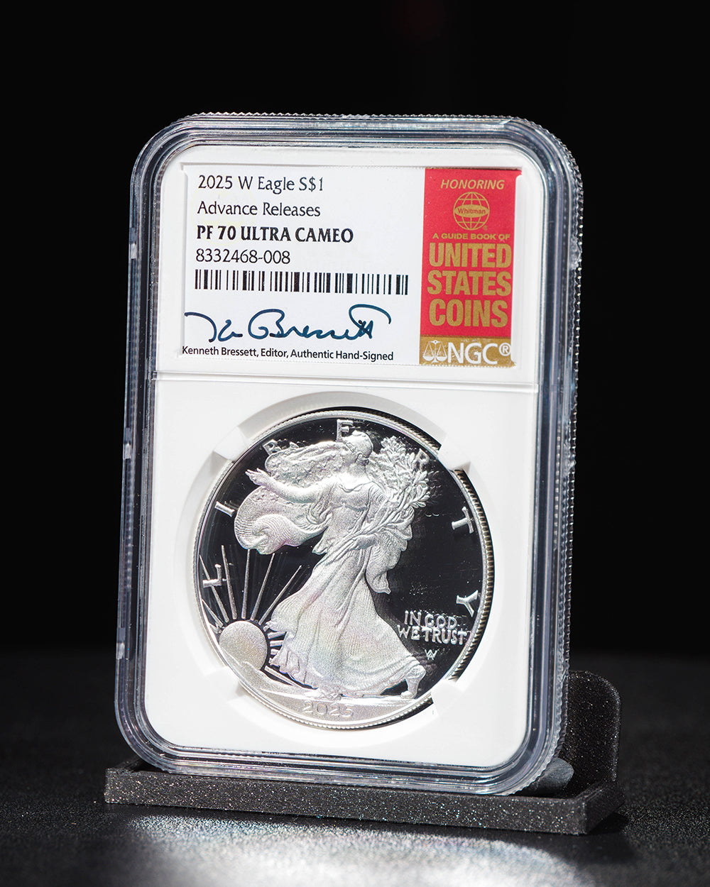 2025 W $1 Silver Eagle | Advanced Releases NGC PR70 Ultra Cameo | Kenneth Bressett Autographed