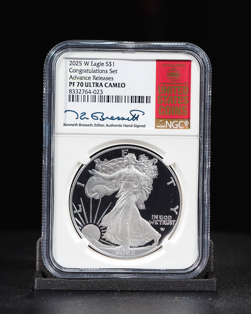 2025 W $1 Silver Eagle | Congratulations Set Advanced Releases NGC PR70 Ultra Cameo | Kenneth Bressett Autographed