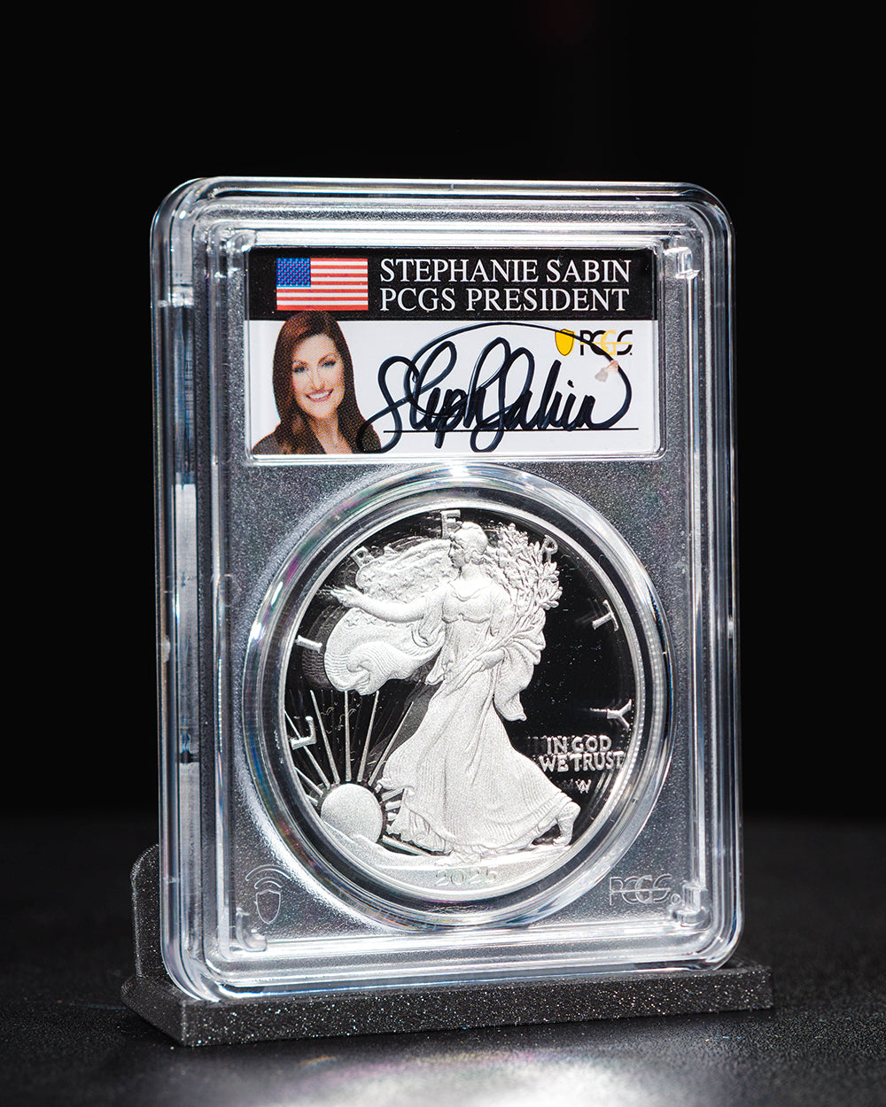 2025 W $1 Silver Eagle | Advanced Release PCGS Deep Cameo PF70 | Stephanie Sabin Autographed