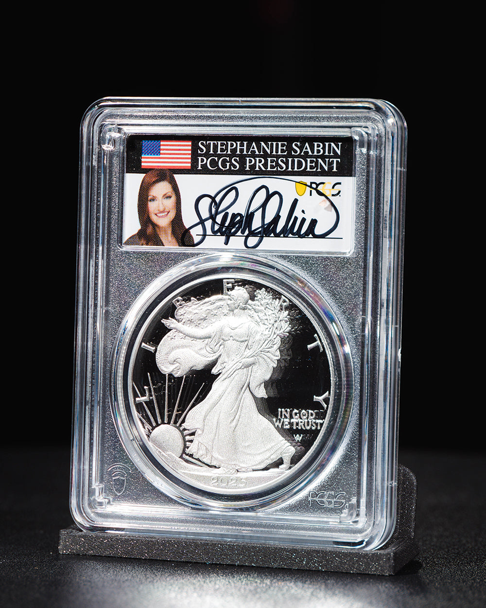 2025 W $1 Silver Eagle | Advanced Release PCGS Deep Cameo PF70 | Stephanie Sabin Autographed