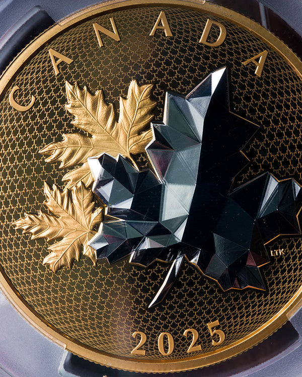 2025 5 oz $50 Canada Maple Leaves in Motion PR70 Deep Cameo