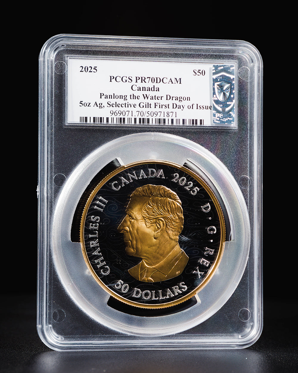 2025 5 oz $50 Canada Panlong the Water Dragon | First Day of Issue PR70 Deep Cameo | Steven Rosati Autographed