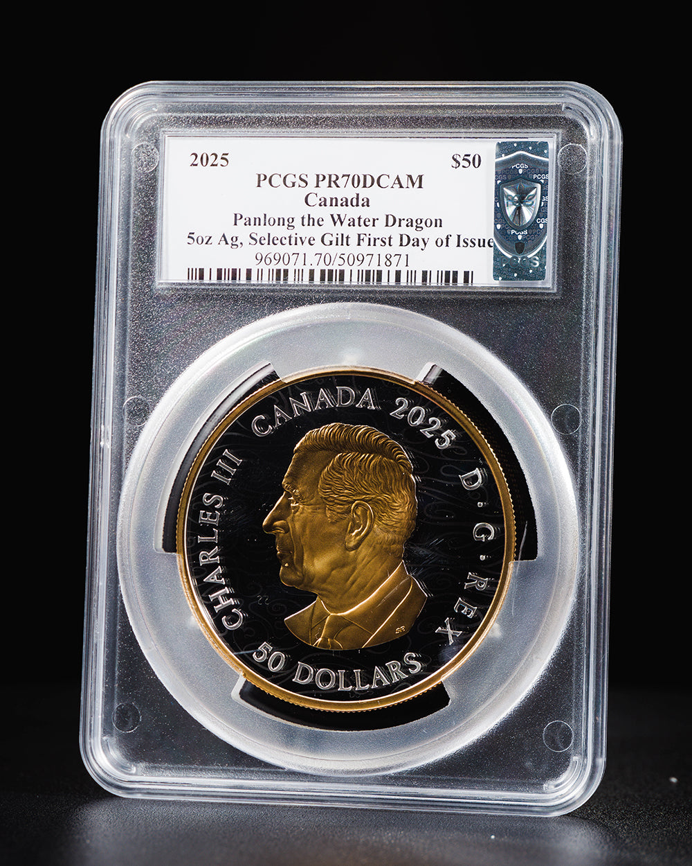 2025 5 oz $50 Canada Panlong the Water Dragon | First Day of Issue PR70 Deep Cameo | Steven Rosati Autographed