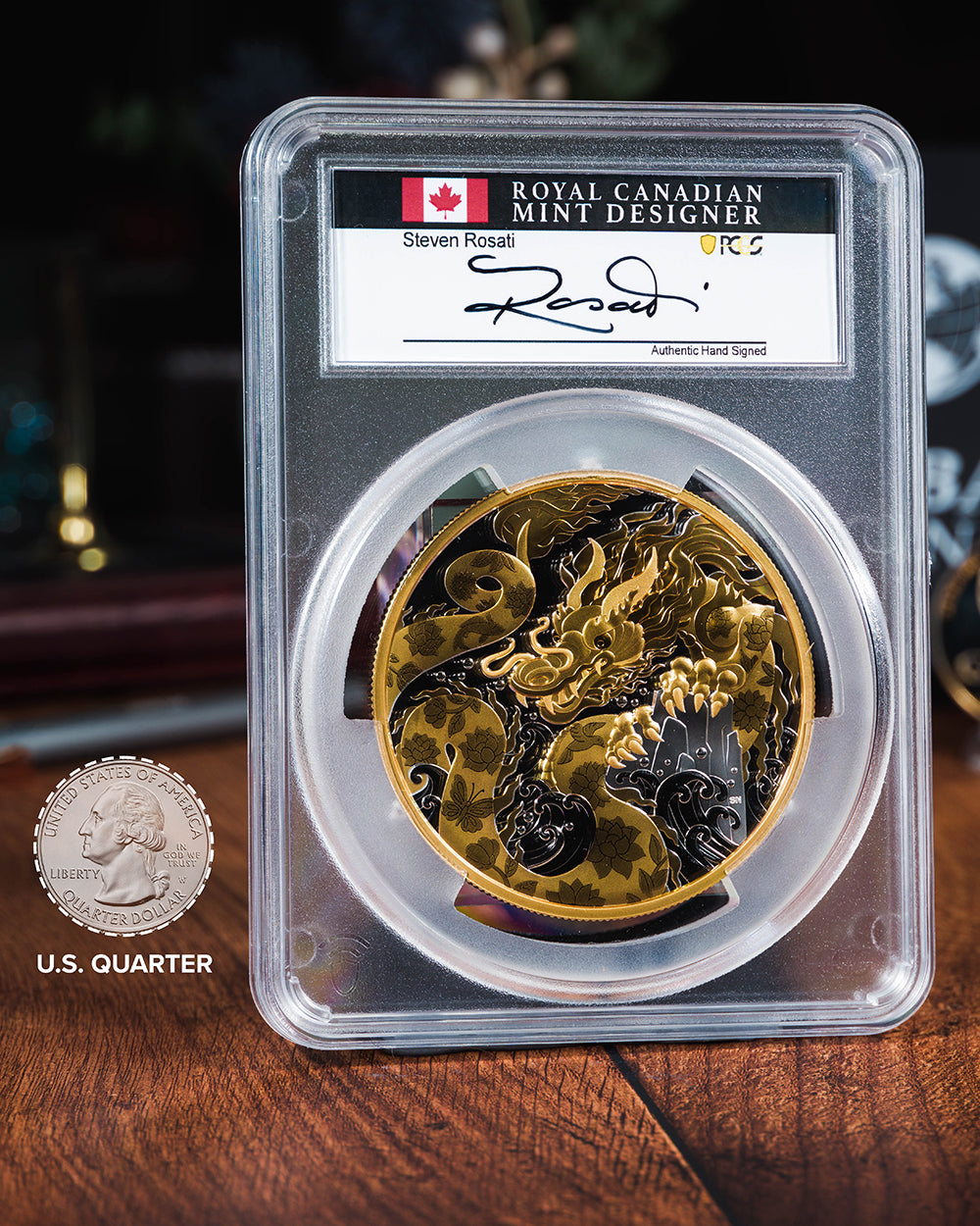 2025 5 oz $50 Canada Panlong the Water Dragon | First Day of Issue PR70 Deep Cameo | Steven Rosati Autographed