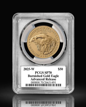 2025 W $50 Burnished Gold Eagle | PCGS Advanced Release SP70 | Autographed by Stephanie Sabin