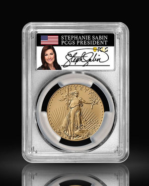 2025 W $50 Burnished Gold Eagle | PCGS Advanced Release SP70 | Autographed by Stephanie Sabin