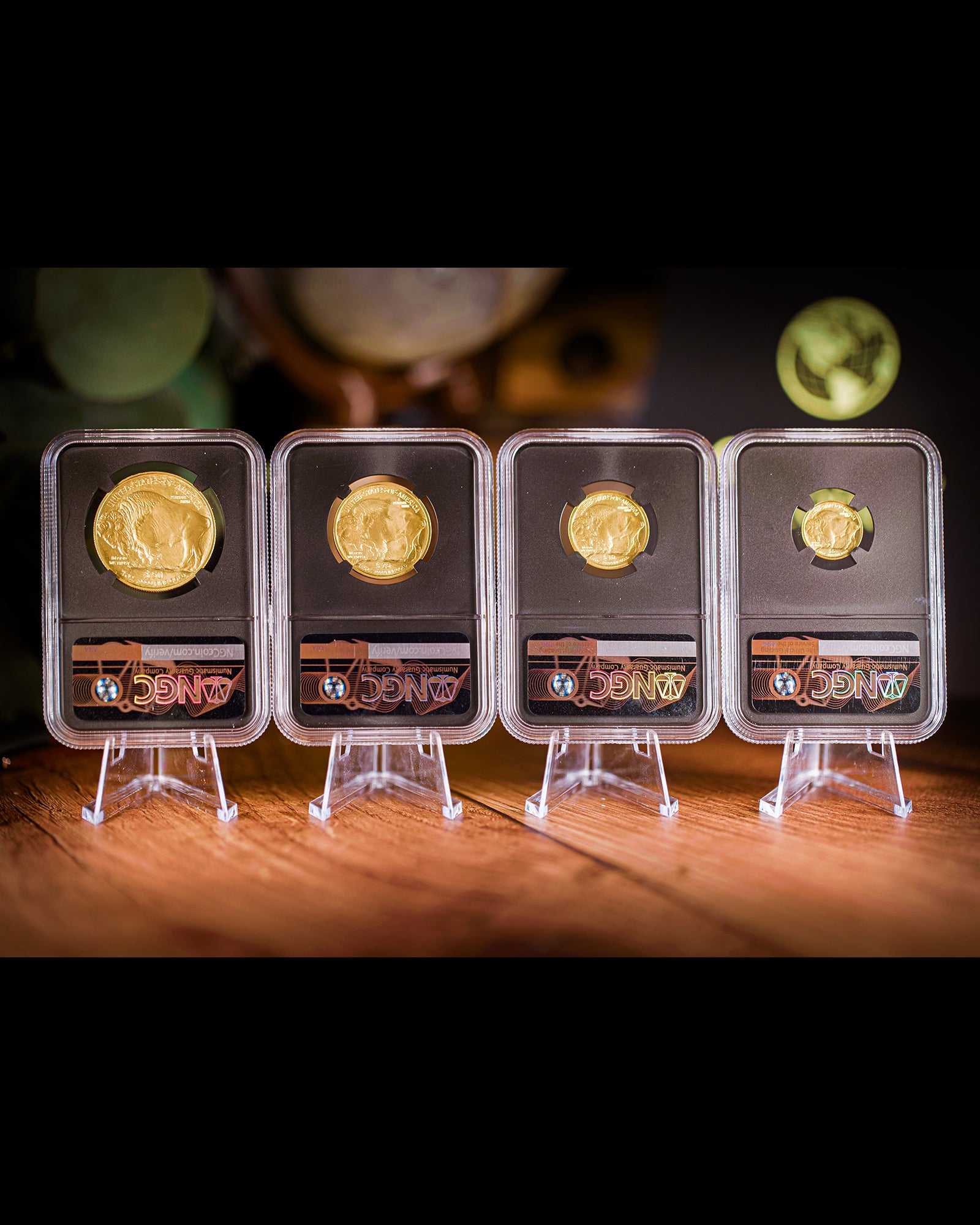 2008 W 4PC Burnished Gold Buffalo Set | NGC "Modern Numismatic Masterpieces" MS70 | Anna Cabral Autographed