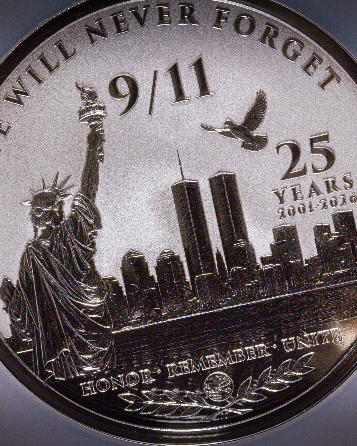 2026 5oz Silver September 11 25th Anniversary | NGC First Day of Issue Reverse PF70 | Anna Cabral Autographed