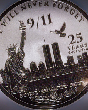 2026 5oz Silver September 11 25th Anniversary | NGC First Day of Issue Reverse PF70 | Anna Cabral Autographed