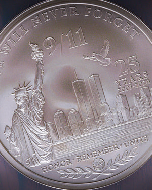 2026 5oz Silver September 11 25th Anniversary | NGC First Day of Issue Matte PF70 | Anna Cabral Autographed