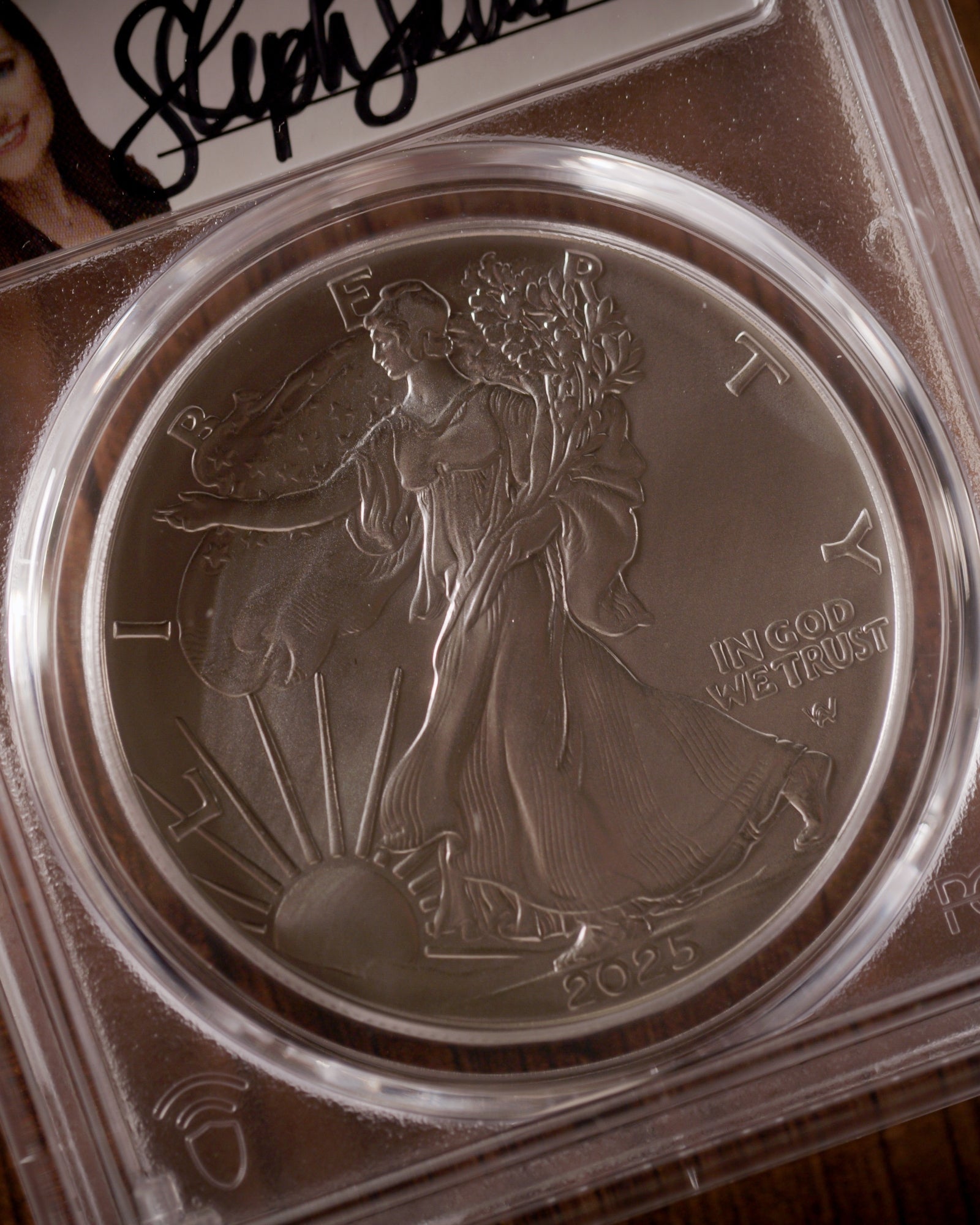 2025 W Burnished Silver Eagle | Advanced Release SP70 | Stephanie Sabin Autographed