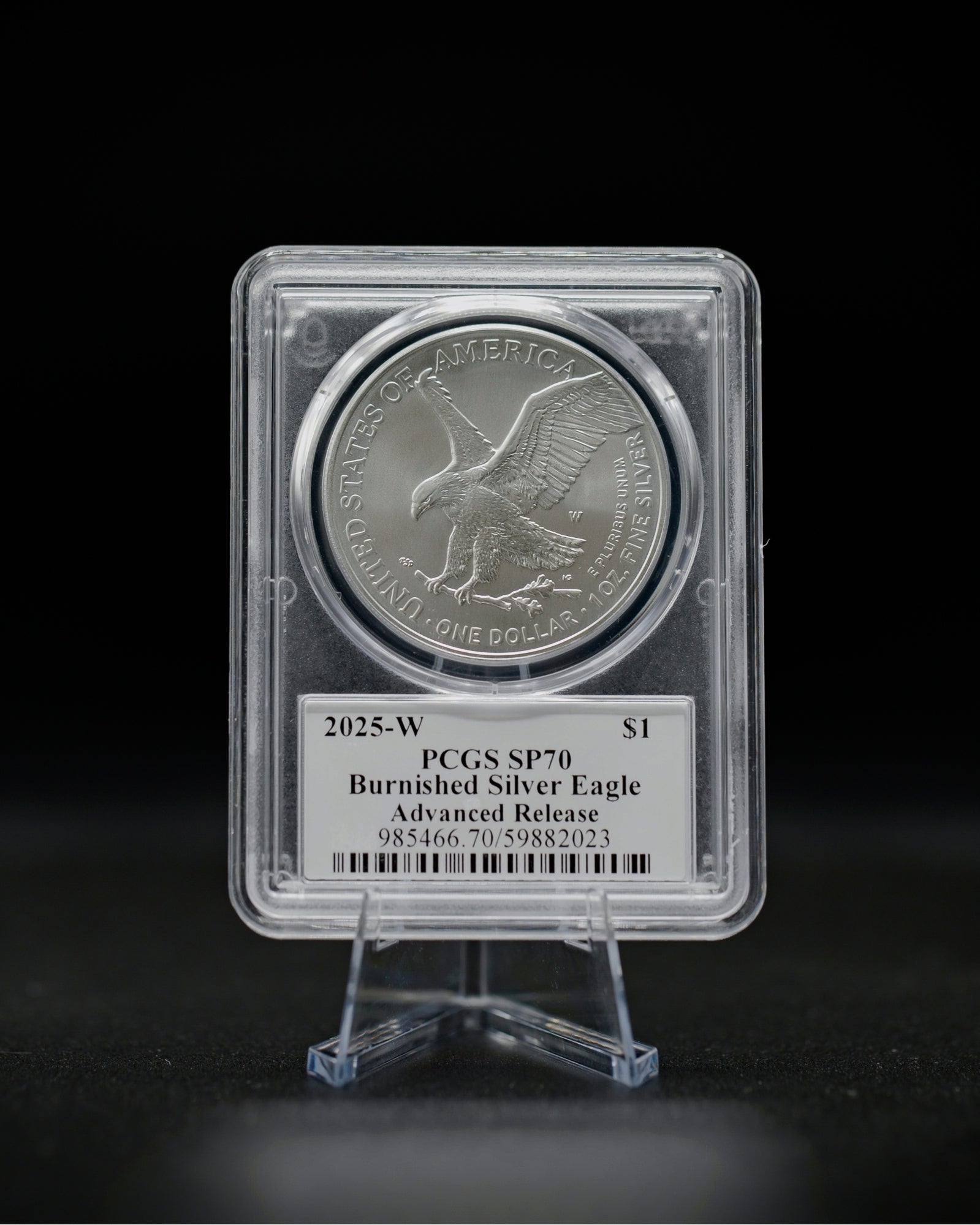 2025 W Burnished Silver Eagle | Advanced Release SP70 | Stephanie Sabin Autographed