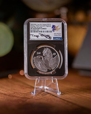 2023 BVI $10 Farewell Pegasus | Pobjoy Mint Final Issue First Day of Issue PF70 | Taya Pobjoy Autographed