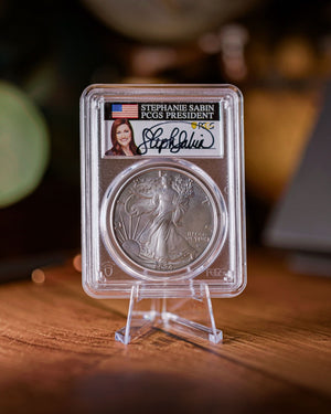 2024 P Silver Eagle Star Privy | 1 of First 50,000 MS70 | Stephanie Sabin Autographed