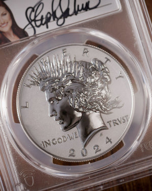 2024 S Morgan & Peace Dollar Set | Advanced Release Reverse Proof PR70 | Stephanie Sabin Autographed