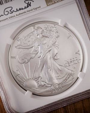 2022 W Burnished Silver Eagle | Advanced Release MS70 | Kenneth Bressett Autographed