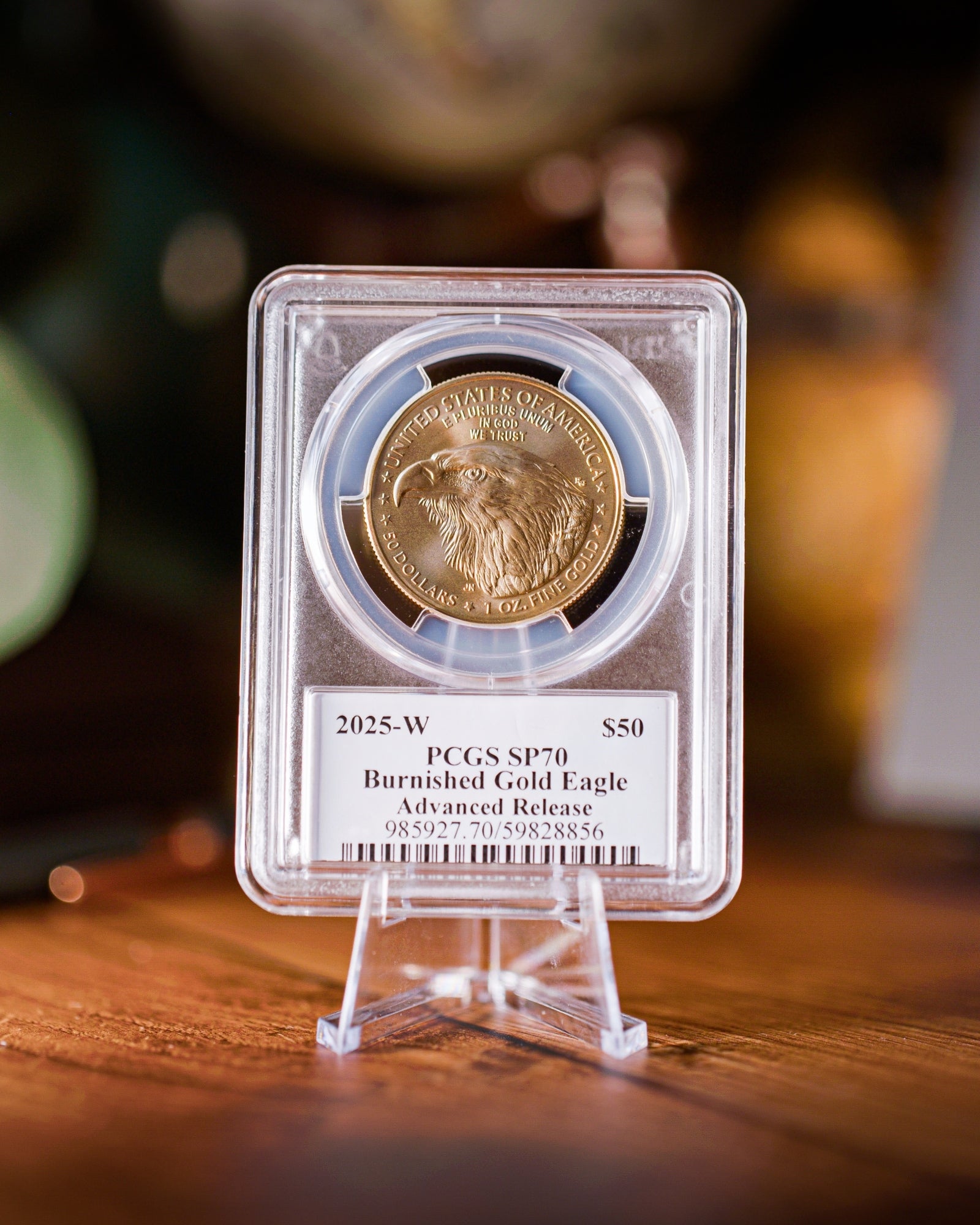 2025 W $50 Burnished Gold Eagle | PCGS Advanced Release SP70 | Autographed by Stephanie Sabin