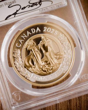 2025 Canada Silver Allegories of Justice and Truth | First Day of Issue PR70 Deep Cameo | Steven Rosati Autographed