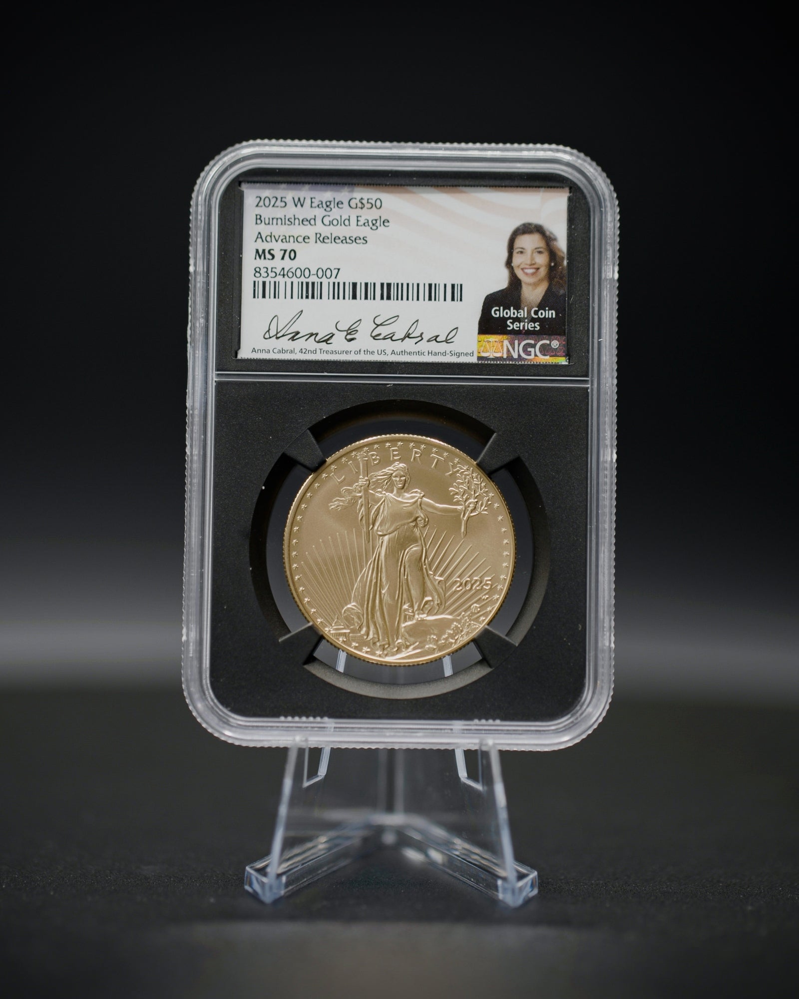 2025 W $50 Burnished Gold Eagle | NGC MS70 Advanced Release | Anna Cabral Autographed