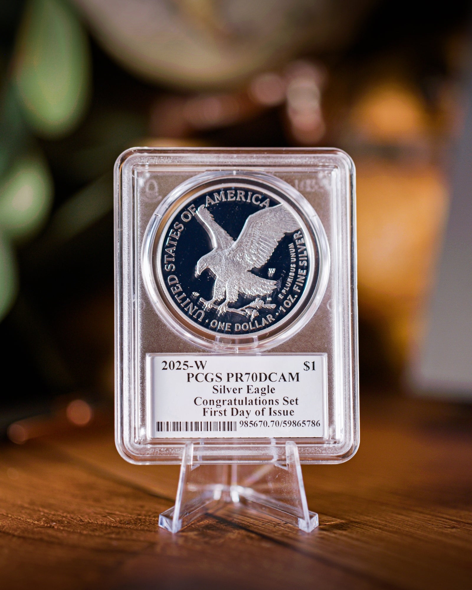 銀貨 ティファニーアート ロンドン PCGS PR70 FDI UHR 最高鑑定 2025 W $1 Silver Eagle | Congratulations Set First Day of