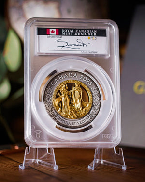 2025 5 oz $50 Canada Allegories of Justice and Truth |  First Day of Issue PCGS PR70 Deep Cameo | Steven Rosati Autographed