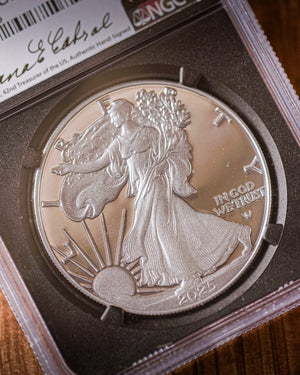 2025 W $1 Silver Eagle | Congratulations Set First Day of Issue PCGS PF70 Deep Cameo | Anna Cabral Autographed