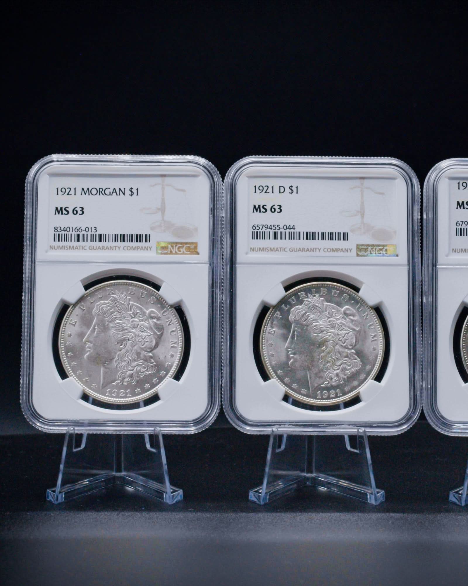 1921 3PC Morgan Dollar Collection | P, D, S NGC MS63