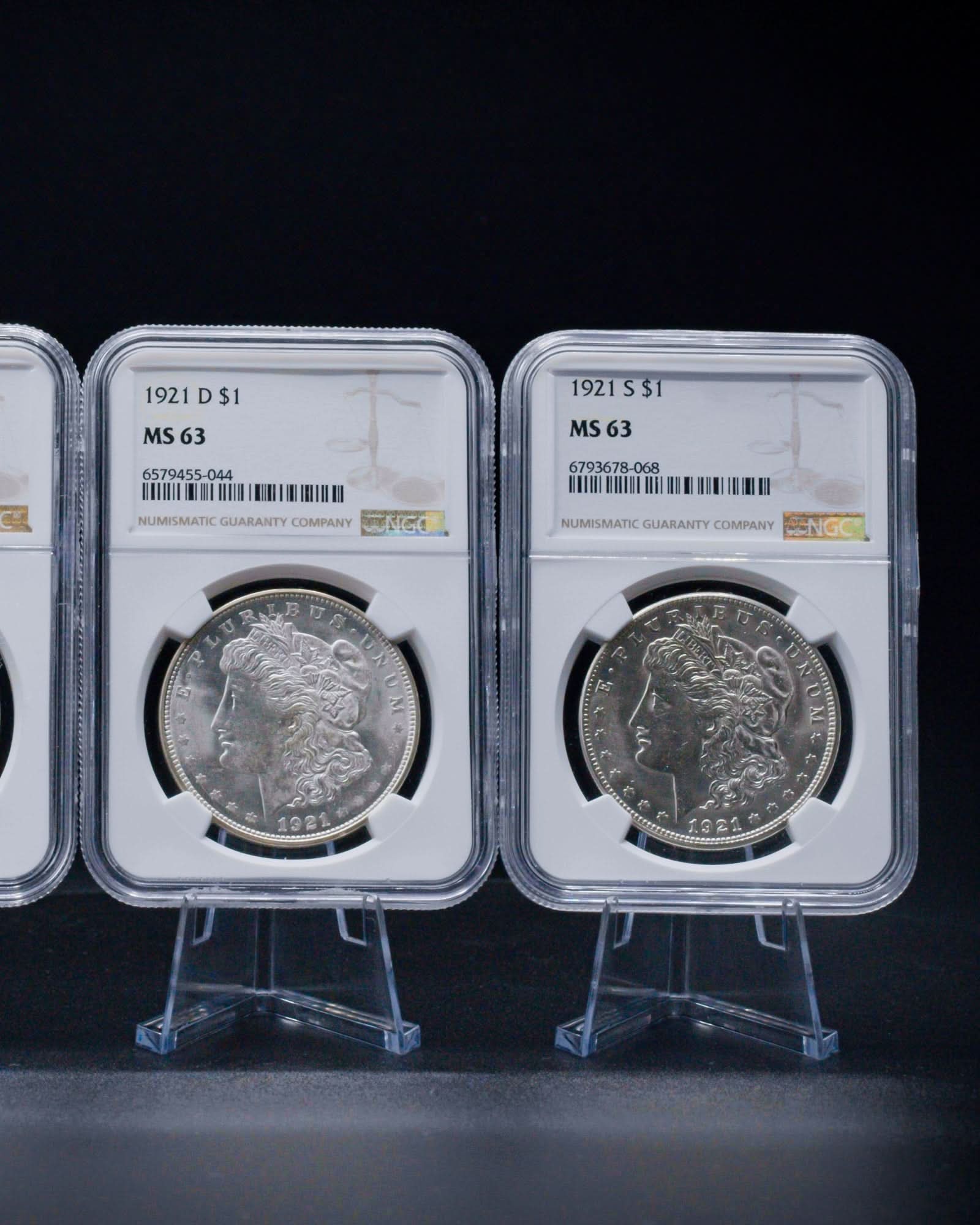 1921 3PC Morgan Dollar Collection | P, D, S NGC MS63
