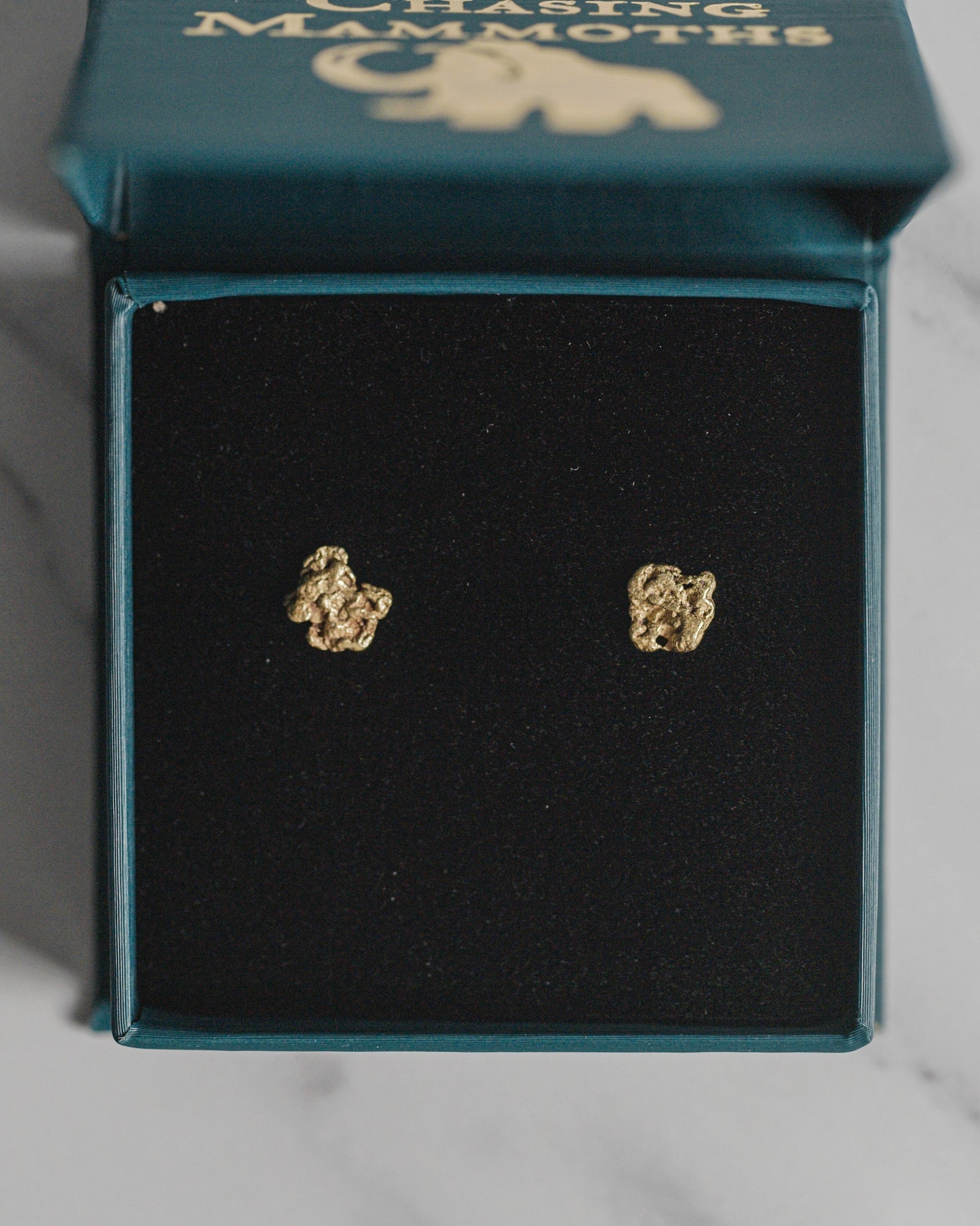 Chasing Mammoths/Schindler Handcrafted Raw Gold Nugget Earrings