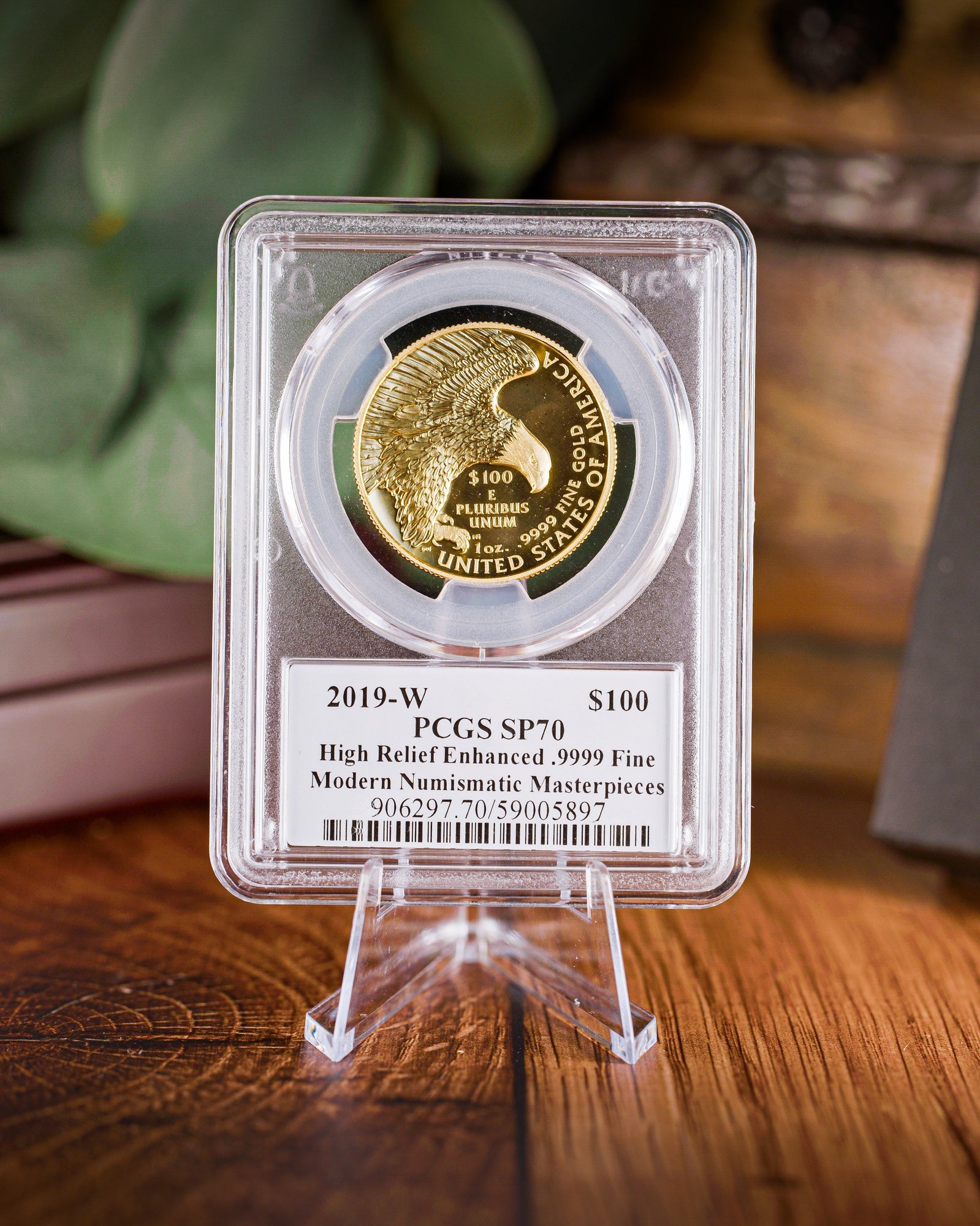 2019-W 1 oz Gold Eagle High Relief Enhanced .9999 Fine | PCGS SP70