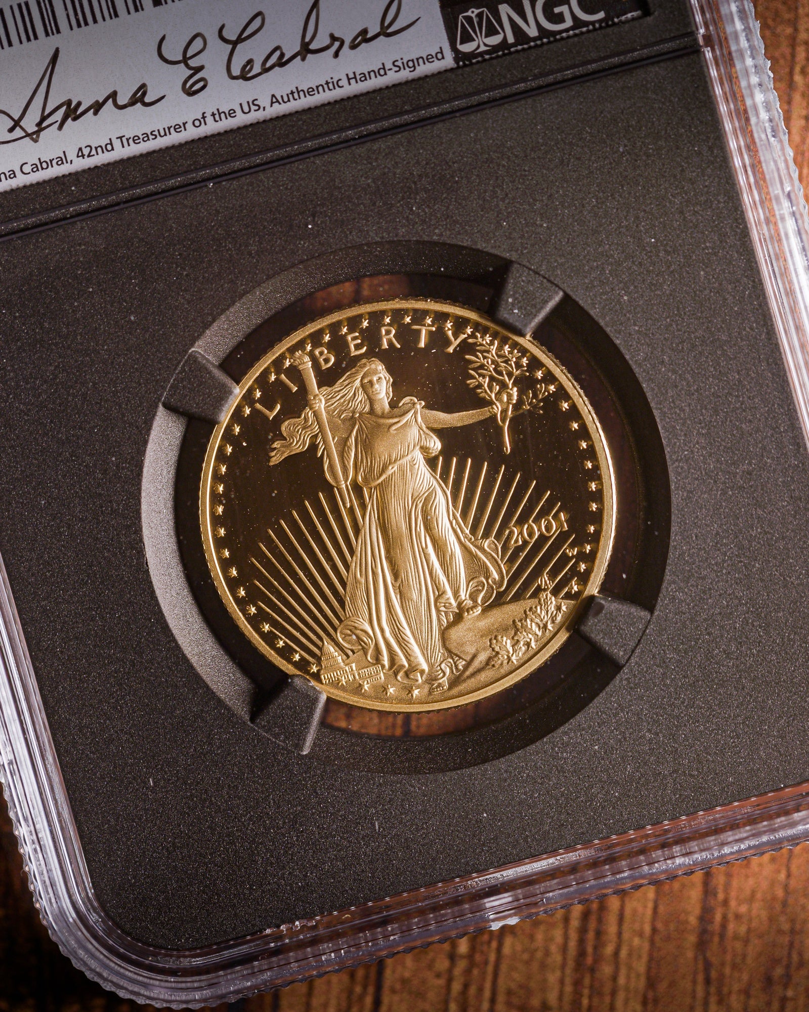 2001 1/2 oz Gold Eagle | NGC Modern Numismatic Masterpieces | Anna Cabral Autographed