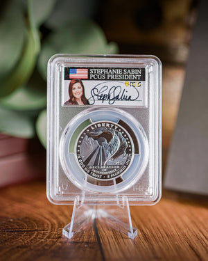 2026 $100 Platinum Proof Declaration of Independence | PCGS PR70 | Stephanie Sabin Autographed
