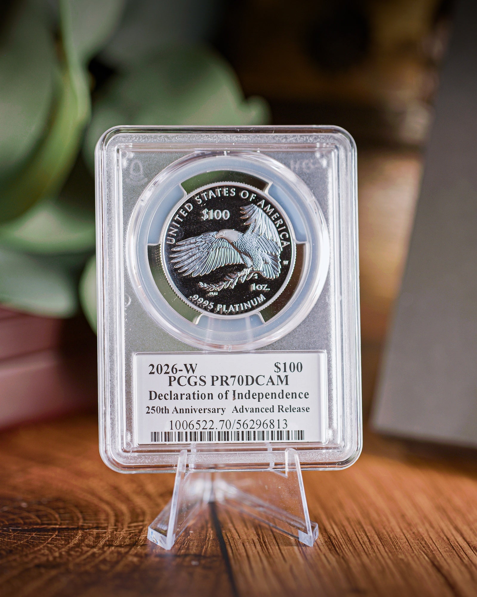 2026 $100 Platinum Proof Declaration of Independence | PCGS PR70 | Stephanie Sabin Autographed