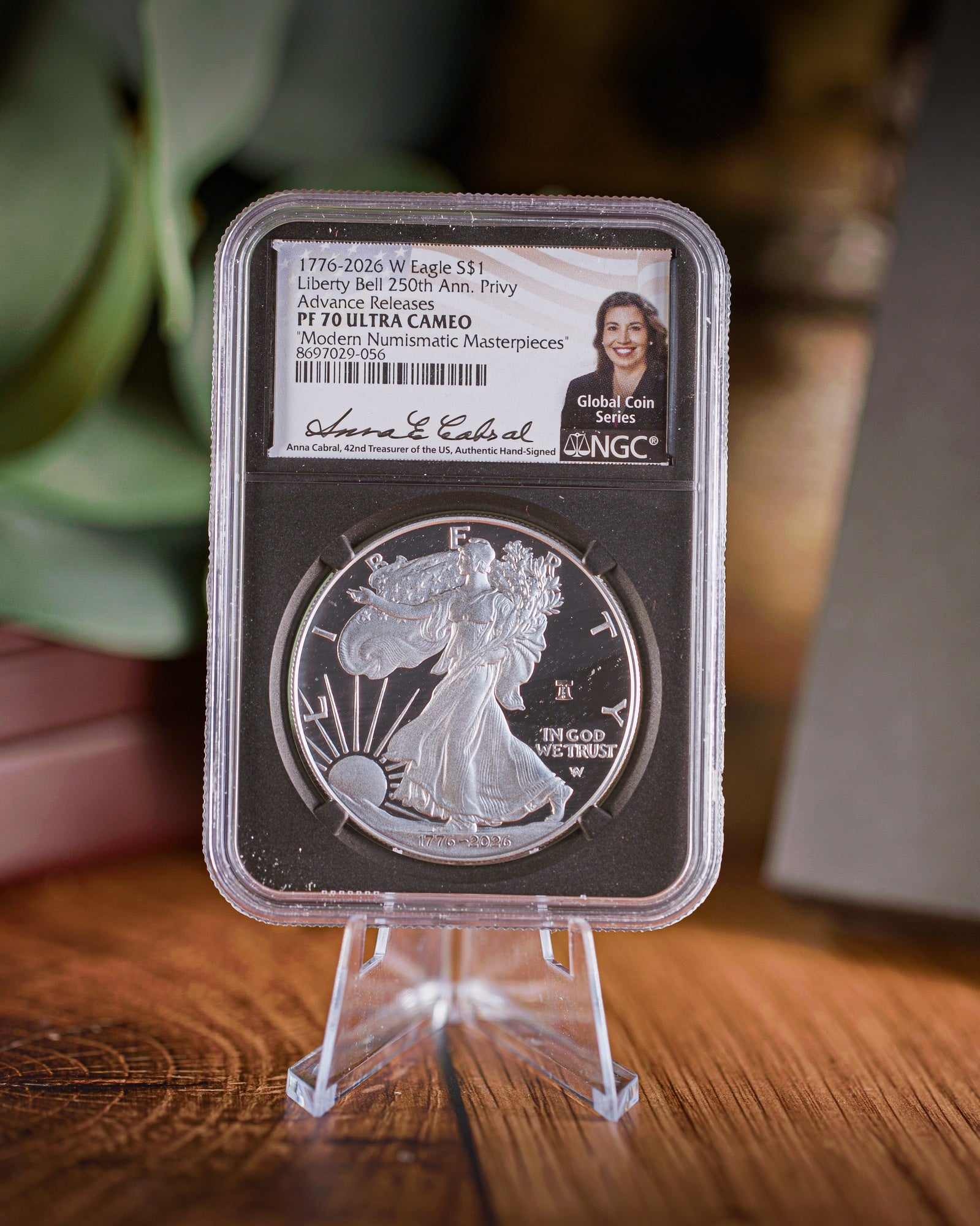 2026-W 1 oz Silver Eagle Coin Liberty Bell 250 Privy | NGC PR70 Deep Cameo Advanced Release | Anna Cabral Autographed