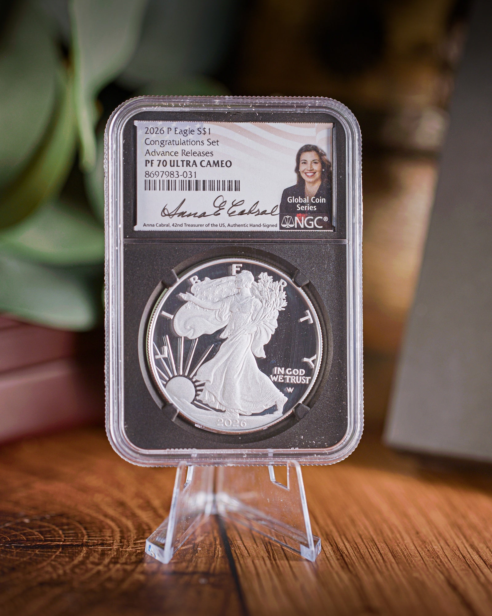 2026-P Silver Eagle Coin Congratulations Set | NGC PR70 Deep Cameo Advanced Release | Anna Cabral Autograph
