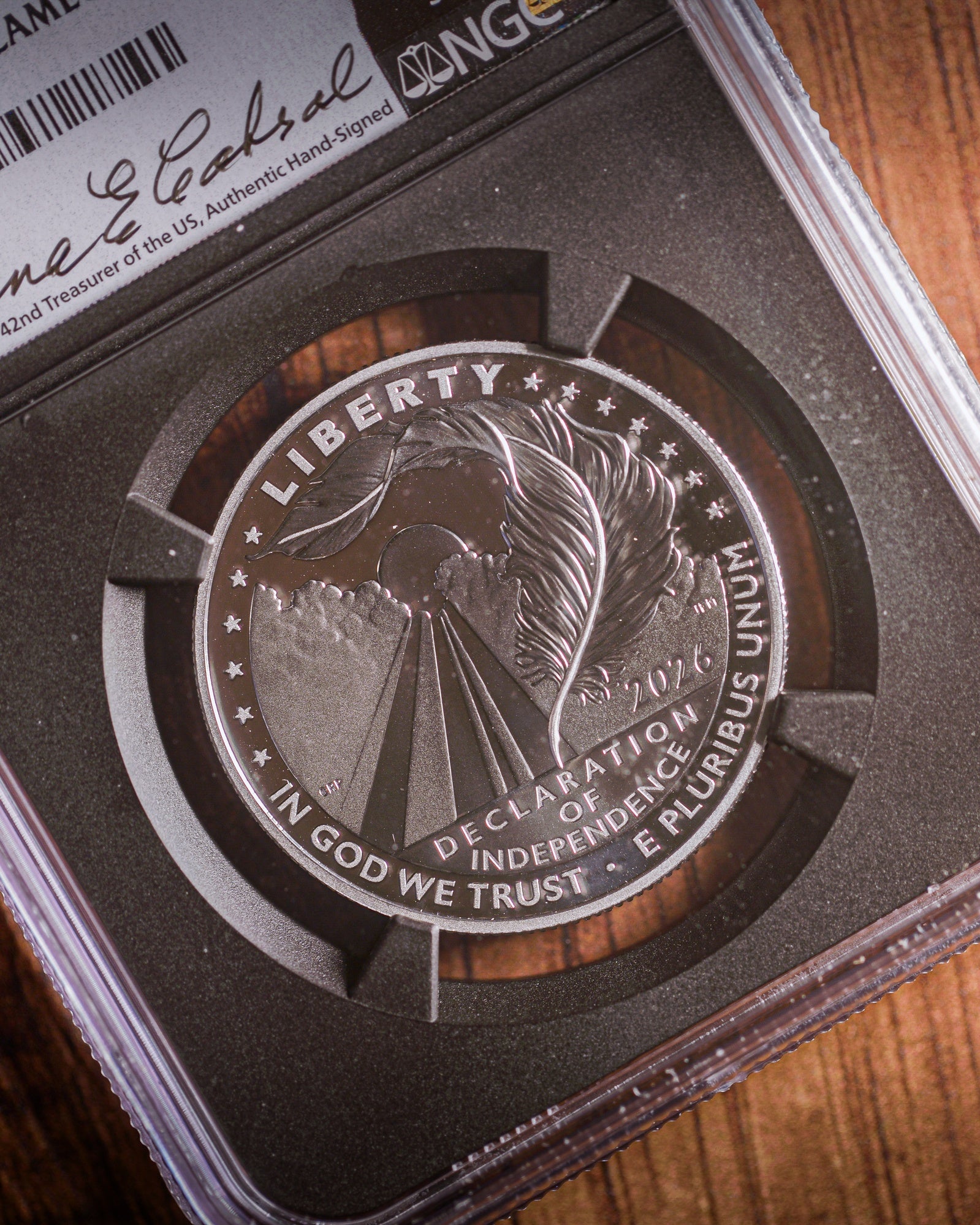 2026 $100 Platinum Proof Declaration of Independence | NGC PR70 | Anna Cabral Autographed