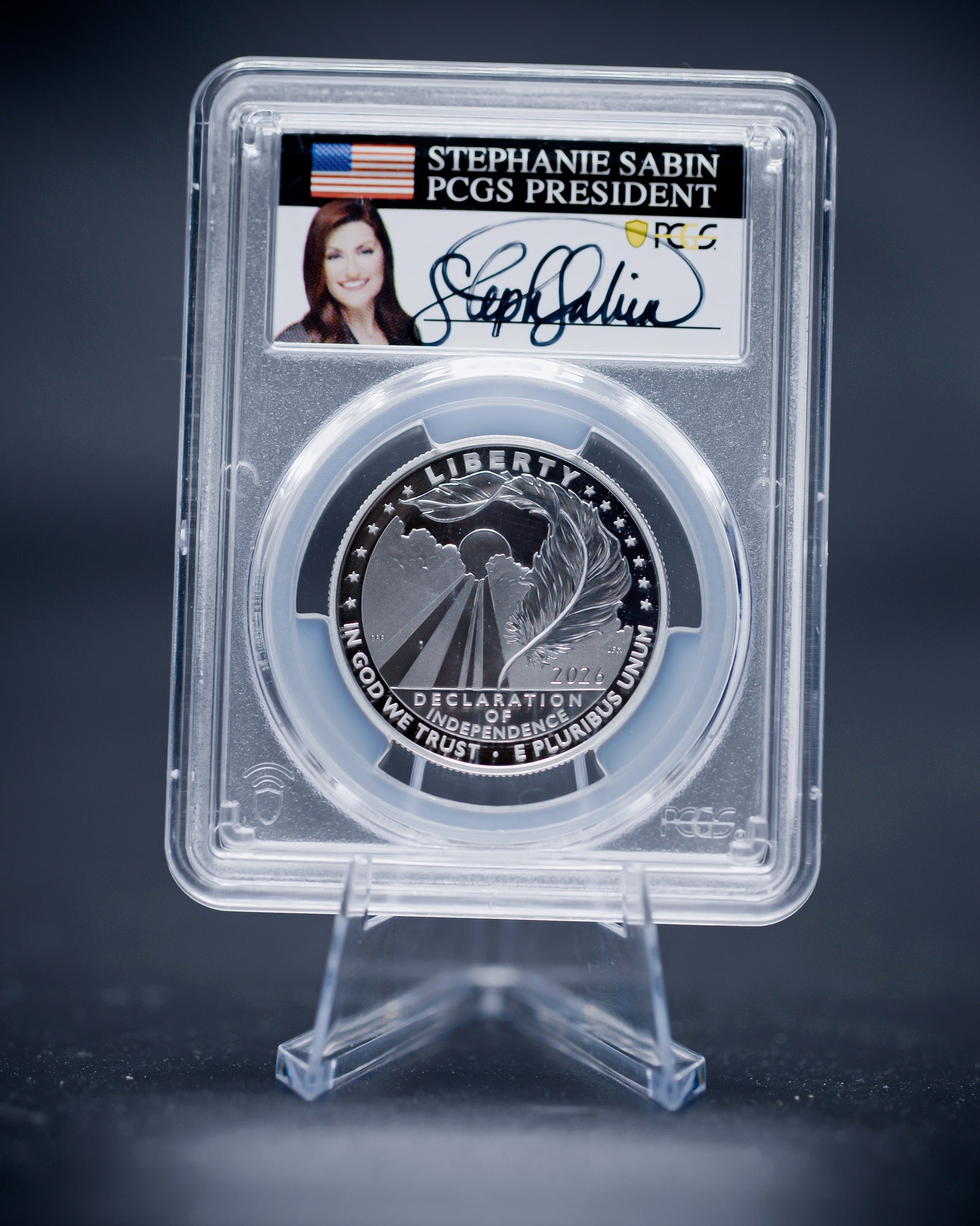 2026 $100 Platinum Proof Declaration of Independence | PCGS PR70 | Stephanie Sabin Autographed