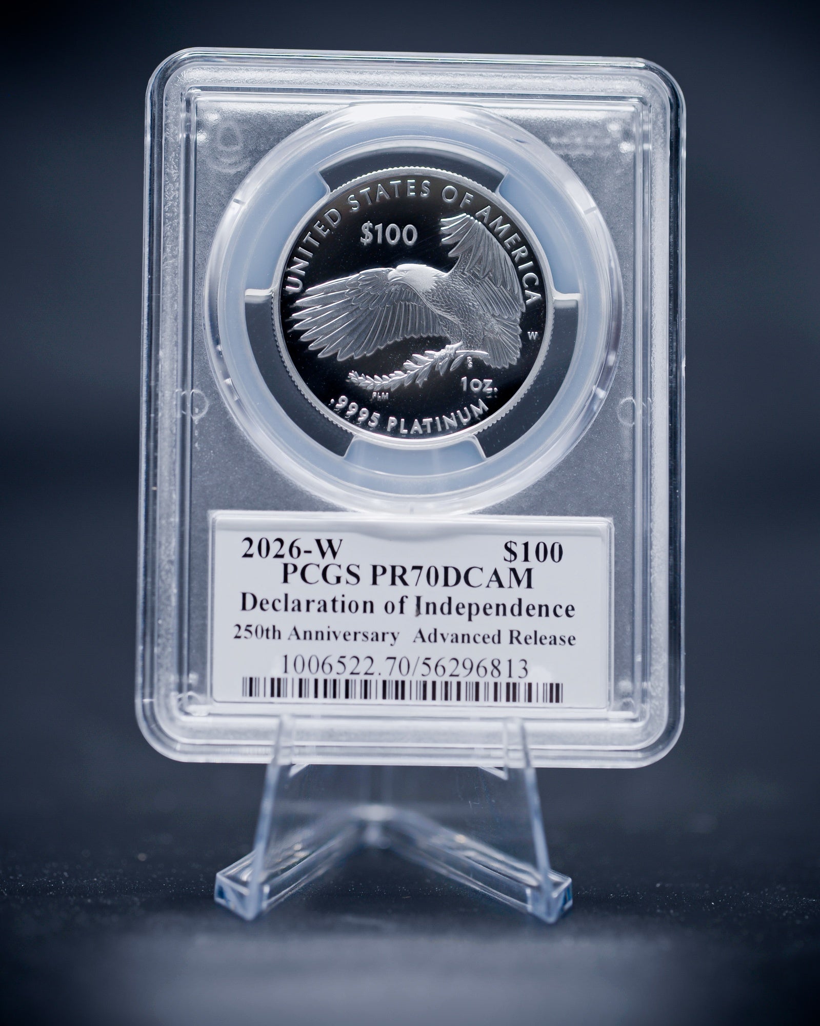 2026 $100 Platinum Proof Declaration of Independence | PCGS PR70 | Stephanie Sabin Autographed