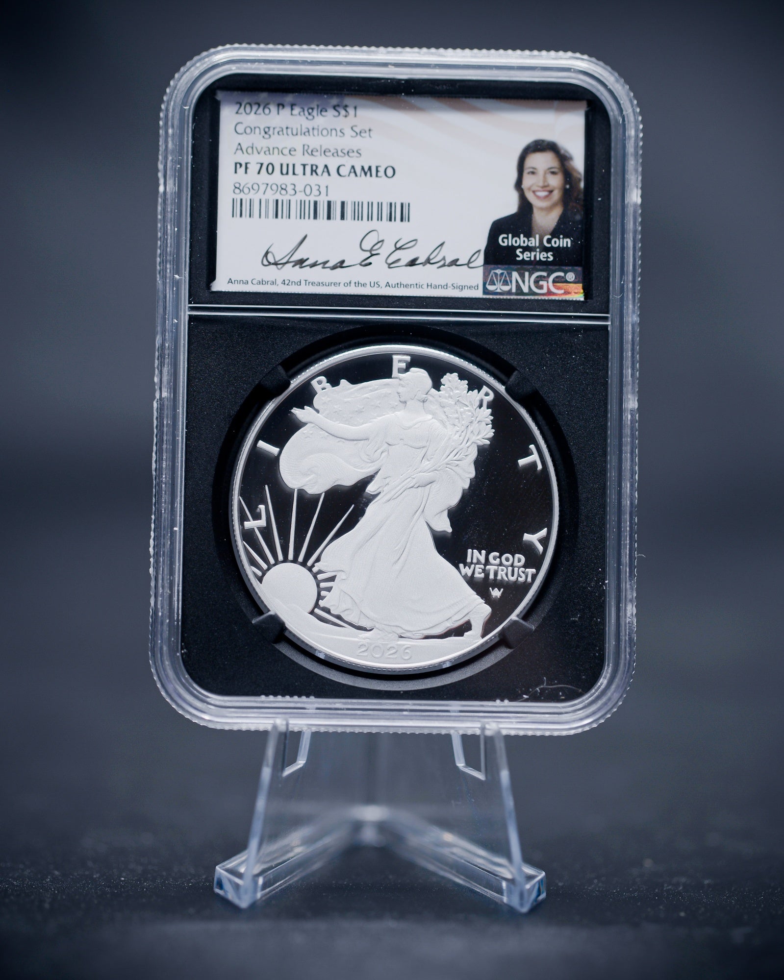 2026-P Silver Eagle Coin Congratulations Set | NGC PR70 Deep Cameo Advanced Release | Anna Cabral Autograph
