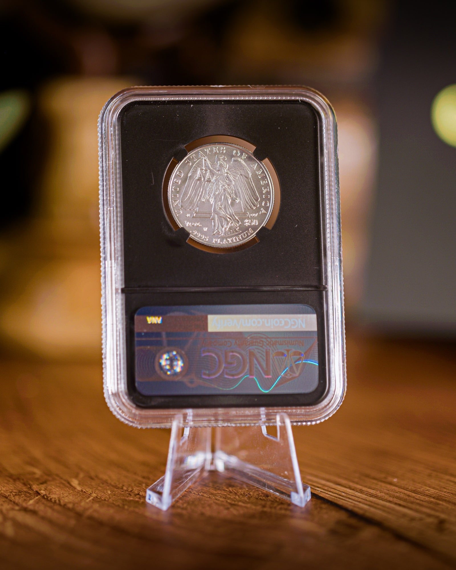 2008 "W" $50 Burnished Platinum Eagle | "Modern Numismatic Masterpieces/Cabral Auto" NGC MS70 | Anna Cabral Autographed