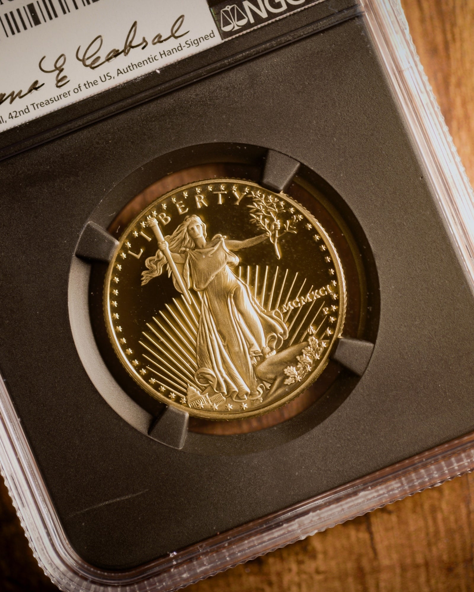 1991 $25 Proof Gold Eagle | NGC "Modern Numismatic Masterpieces" PF70 | Anna Cabral Autographed