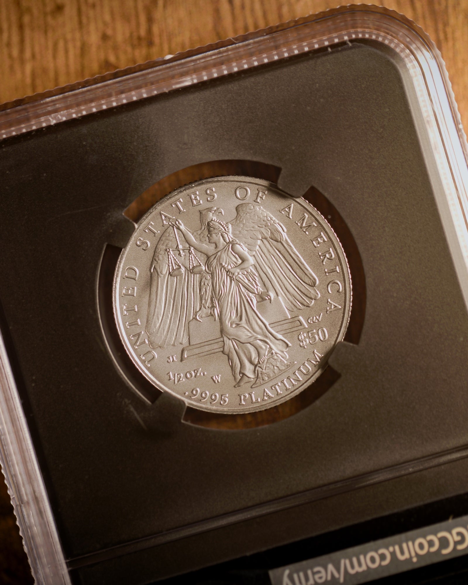 2008 "W" $50 Burnished Platinum Eagle | "Modern Numismatic Masterpieces/Cabral Auto" NGC MS70 | Anna Cabral Autographed