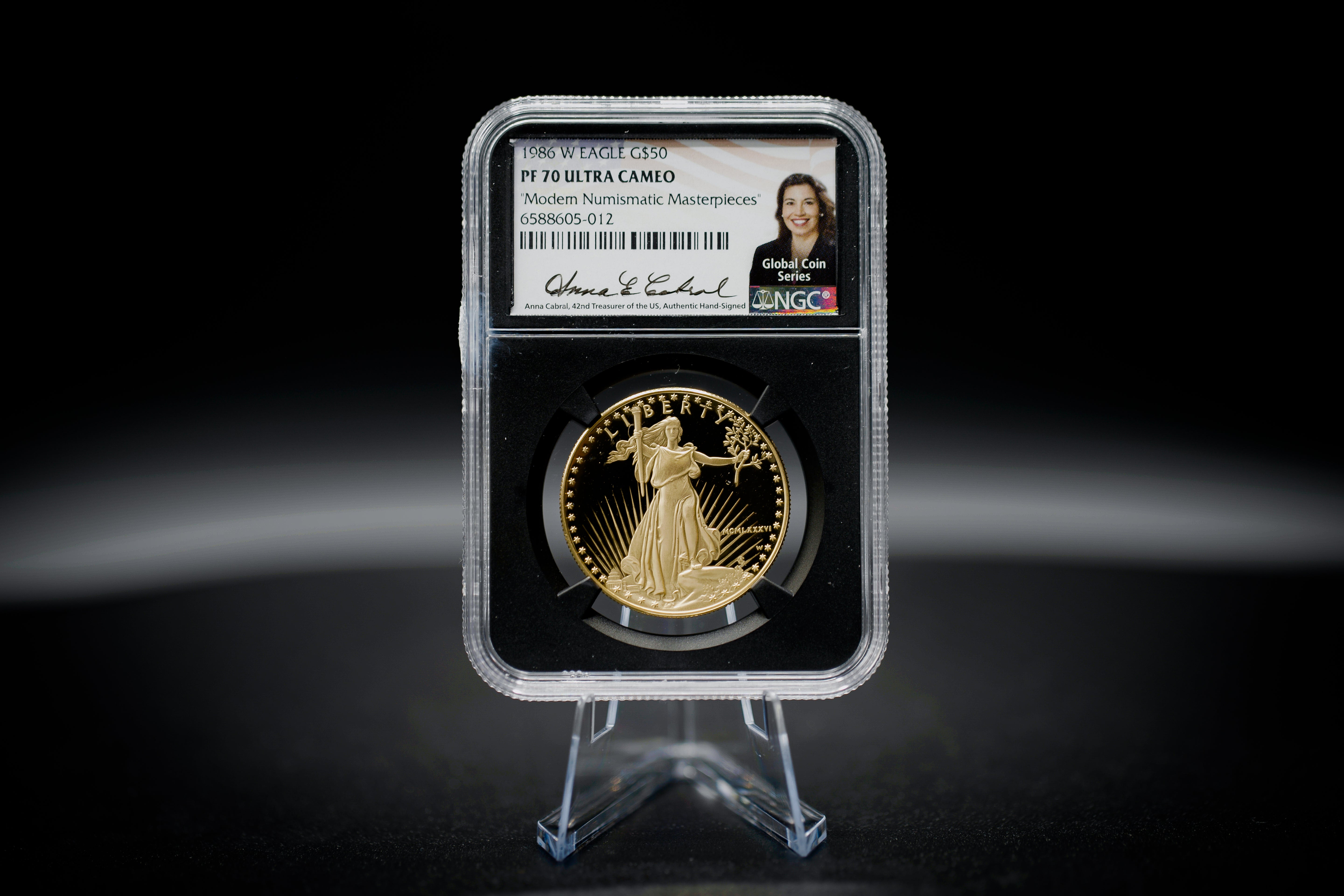 1986 $50 Proof Gold Eagle | NGC "Modern Numismatic Masterpieces" PF70 | Anna Cabral Autographed