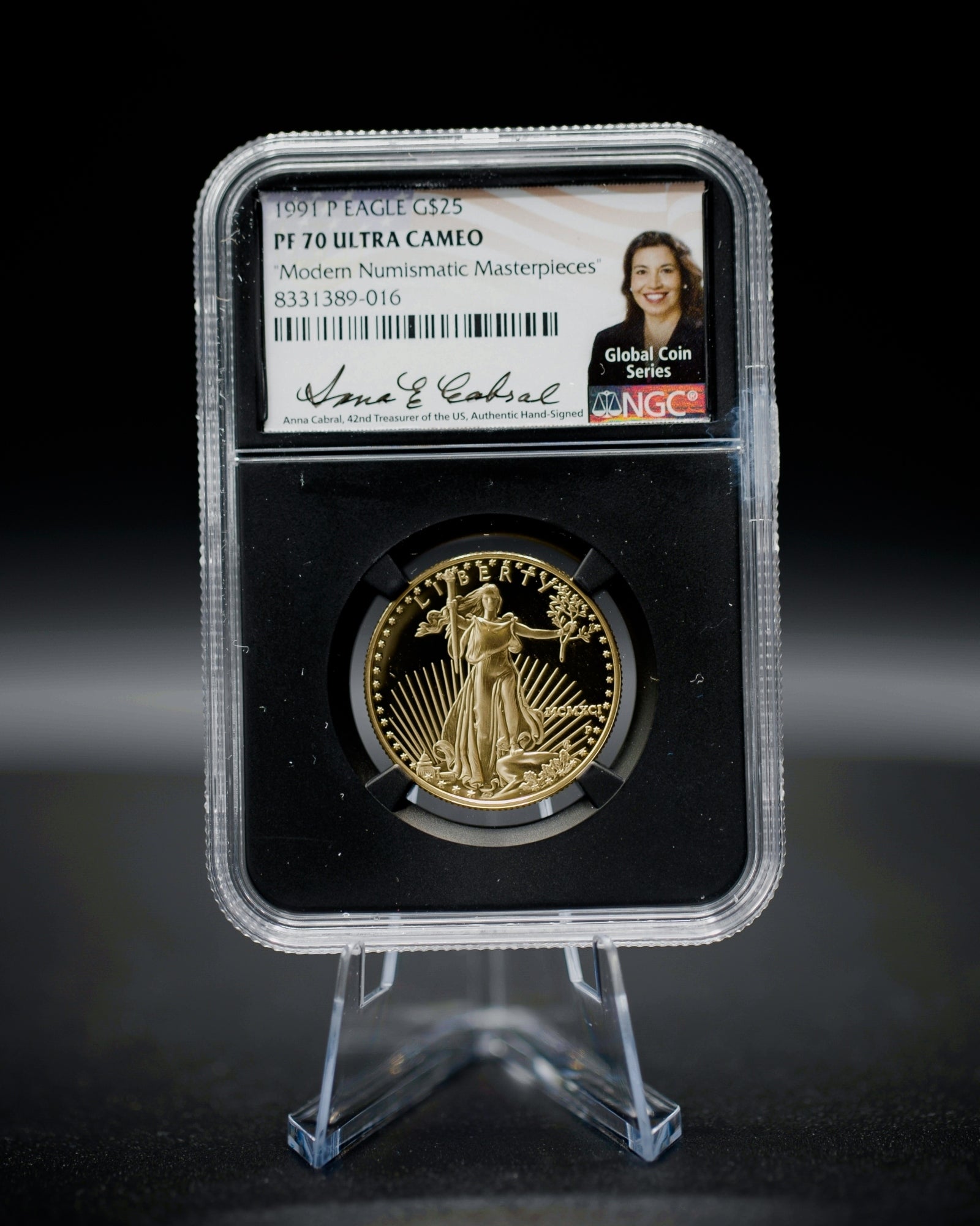 1991 $25 Proof Gold Eagle | NGC "Modern Numismatic Masterpieces" PF70 | Anna Cabral Autographed