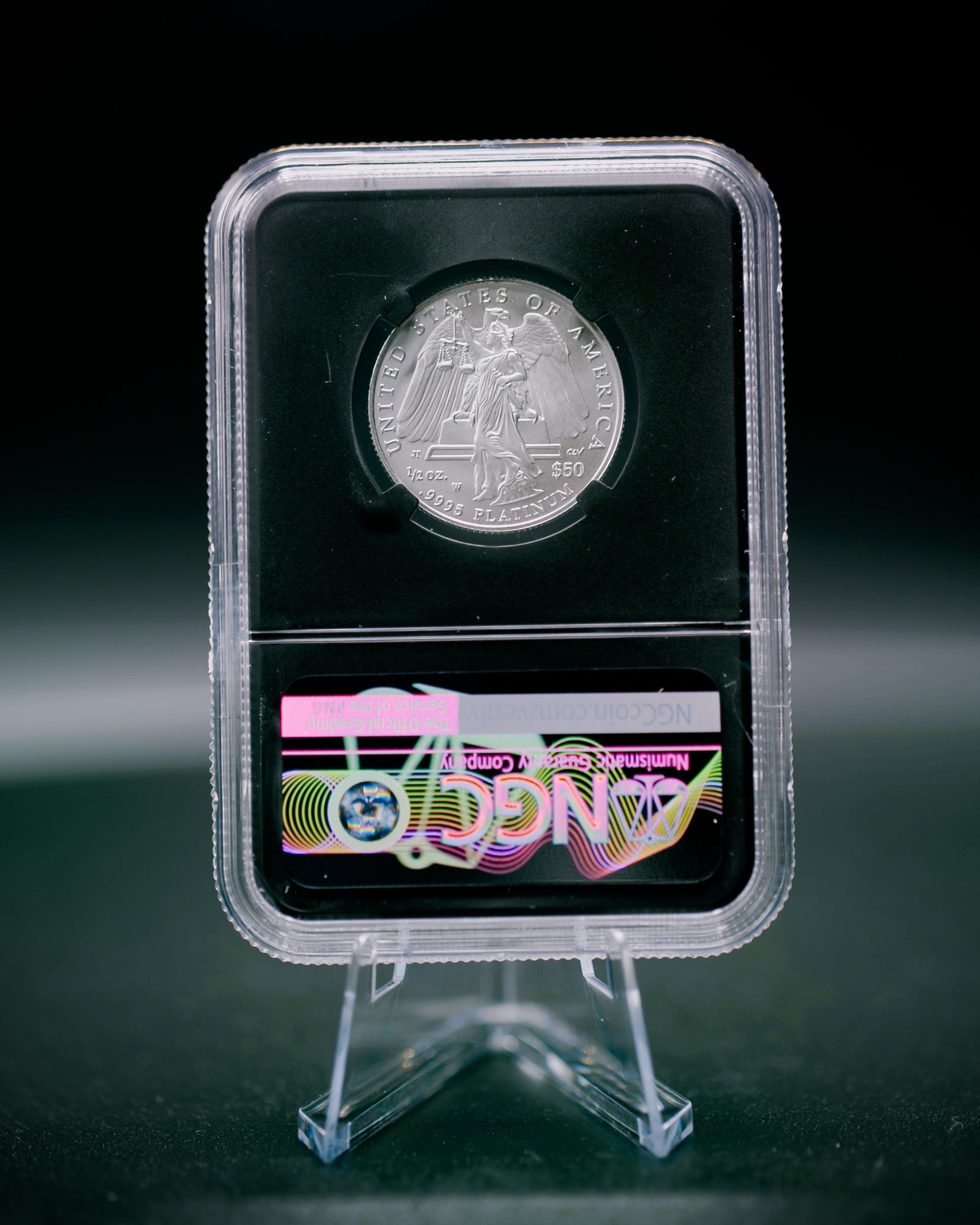 2008 "W" $50 Burnished Platinum Eagle | "Modern Numismatic Masterpieces/Cabral Auto" NGC MS70 | Anna Cabral Autographed