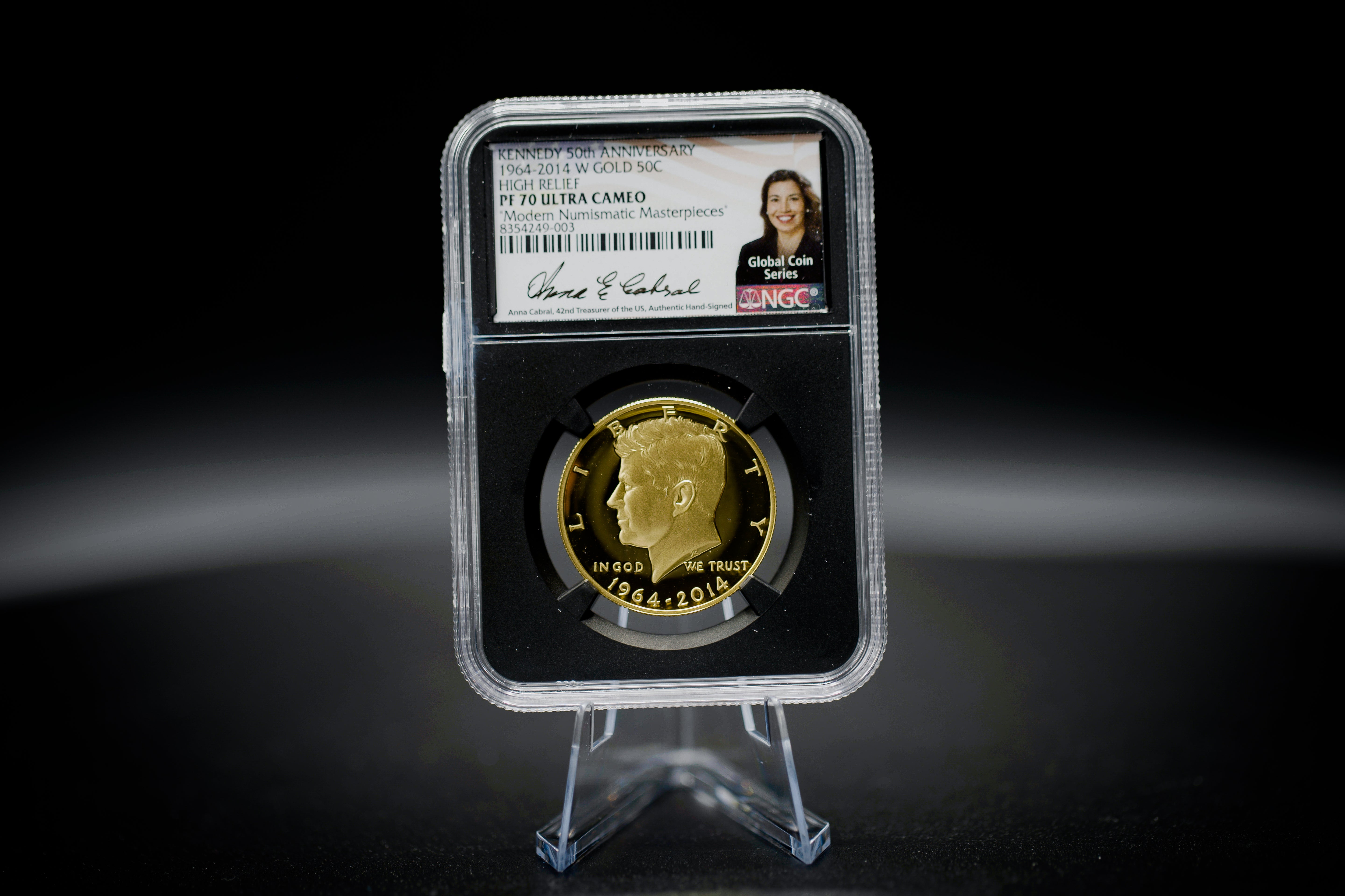 2014 $.50 JFK Gold | NGC "Modern Numismatic Masterpieces" PF70 | Anna Cabral Autographed