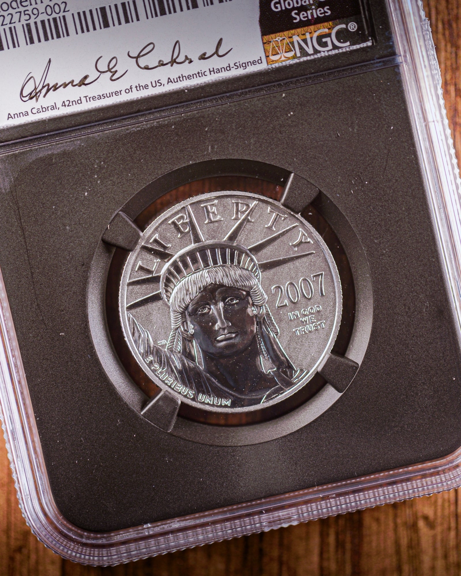 2007 2PC Proof Platinum Eagle Set | NGC "Modern Numismatic Masterpieces" PF70 | Anna Cabral Autographed