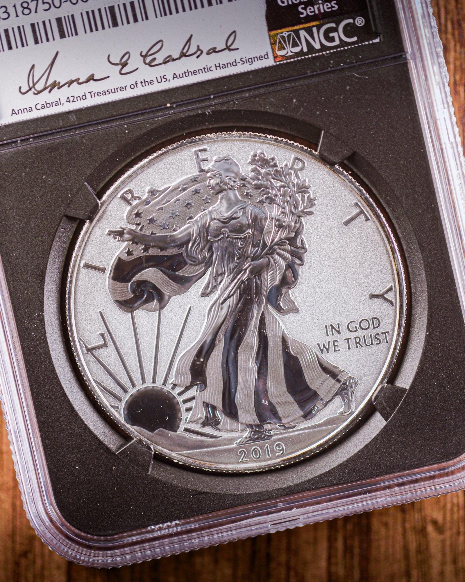 2019 "S" $1 Reverse Proof Silver Eagle | NGC "Modern Numismatic Masterpieces" PF70 | Anna Cabral Autographed