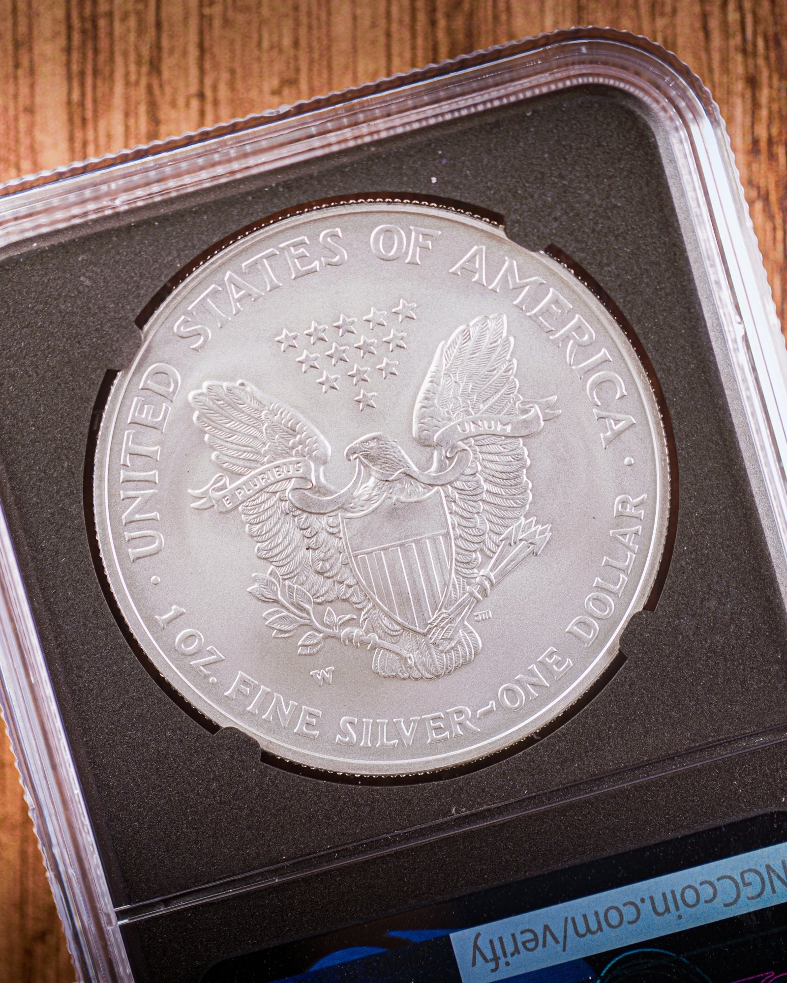 2008 W $1 Reverse 2007 Burnished Silver Eagle|  NGC "Modern Numismatic Masterpieces" MS70 | Anna Cabral Autographed